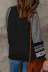 Contrast Print Striped Raglan Crew Neck Loose Long Sleeve Top